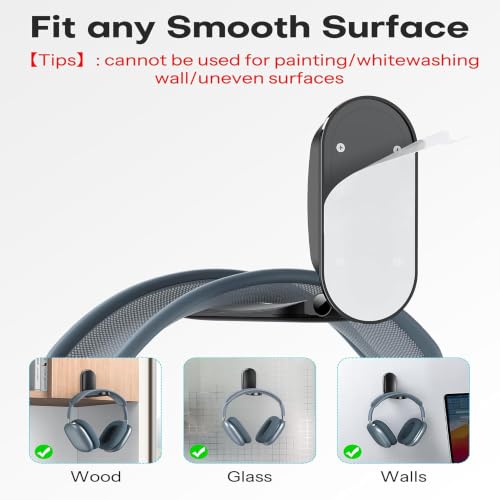 Headphone Stand,Foldable Sticky Headset Hanger - Adhesive Headphone Holder Hook Mount with Non-Slip Silicone,Universal Fit Gaming Headphones Stand for Airpods Max,HyperX All Earphones