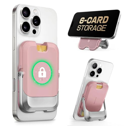 SUPCASE for MagSafe Wallet with Stand, Magnetic Wallet for Men Women, [Hold 6 Cards] [RFID Blocking] [Strong Magnetic Lock] Phone Stand Card Holder for iPhone 17/16/15/14/13/12 Series, Blush Pink - color: Blush Pink