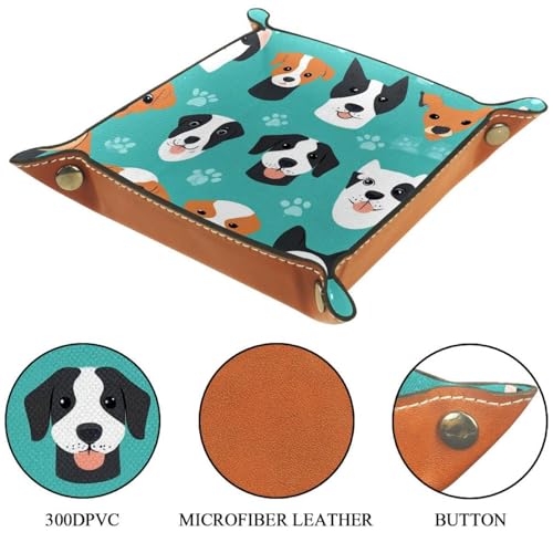 Dice Trays Dogs Holder Storage Box for Dice Games Like RPG DND, Leather Dice Holder Portable Folding Rolling Dice Tray, 16x16cm - color: Multi 3