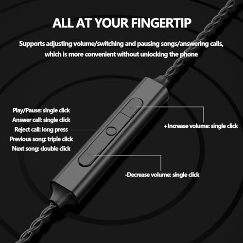 In Ear Monitor Headphones Dual Magnetic Dynamic Driver IEM with Mic, Black | Hybrid Banlance Armature with Dynamic in Ear Headphones IEM Earphones Gaming Earbuds - color: HJ-822 Black