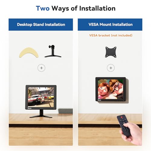 Eyoyo 8 Inch Small Monitor, 1024x768 4:3 IPS Mini Security Camera Monitor Screen Support HDMI VGA AV BNC Input with Remote Control, Video Monitors for Retro Computer PC NVR CCTV Raspbery Pi - style: 8 inch 1024x768