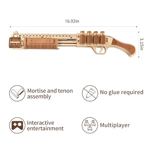 3D Wooden Puzzle for Adults, Rubber Band Guns, Toy Shotgun Model Building Kit, DIY Wood Crafts Cool Toy, Hobbies for Man, Unique Gift for Kids, Adults, Lovers - color: Shotgun