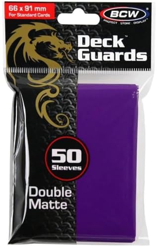 BCW Deck Guard - Double Matte Purple Card Sleeves | Acid-Free, Archival-Safe, No PVC | Anti-Glare Matte Finish | Fits Standard 2½" x 3½" Game Cards | Durable Deck Protector Sleeves | 50 Ct - color: Purple