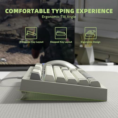 womier DK98 Retro Wired Gaming Keyboard Creamy Membrane with Rainbow RGB Backlight - Quiet,Volume Knob,PBT Keycap 97 Key ANSI Layout Compatible with Windows 10/8.1/8/7 (Grey)