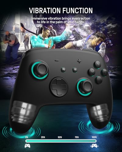 Switch 2 Pro Controller One-Key Wake Up for Switch2/OLED,Firefly Switch Wireless Controller with Hall Effect Joysticks, NFC Function, Black Bluetooth Remote Control with 7 LED/Paddle/Turbo/Motion - color: Black