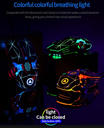 Gaming Mouse Wired Game Mice USB Silent Optical Mouse 3200DPI RGB Colorful Gradient Backlit 7 Buttons for Desktop Laptop Computer Gamer PC Windows Mac