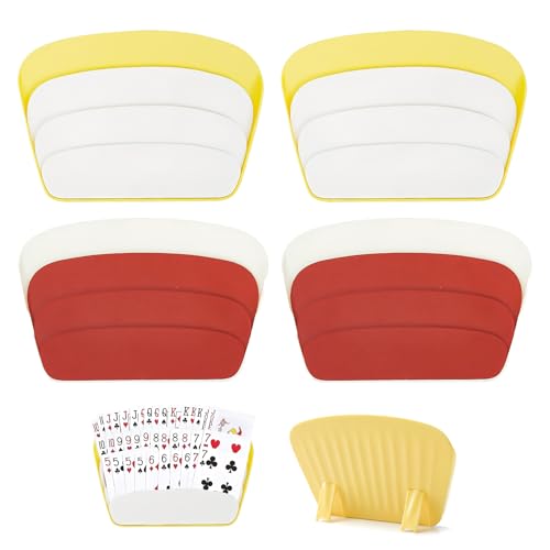 4 PCS 3 Layers Design Playing Card Holders for Adults, Cards Holder with Foldable Stand