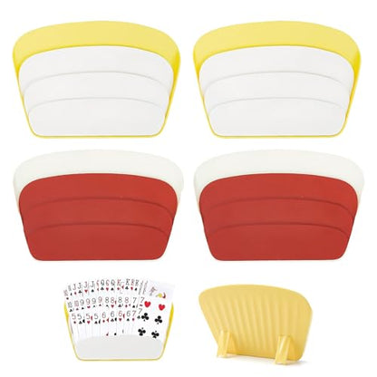 4 PCS 3 Layers Design Playing Card Holders for Adults, Cards Holder with Foldable Stand