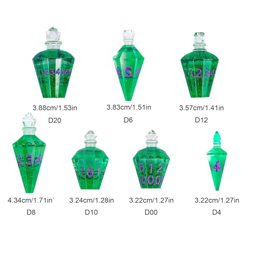 7PCS Potion DND Dice Set,Transparent Sharp Edge Dice Set D&D RPG Polyhedral Die,for Dungeons & Dragons, and TTRPG Roleplaying Games (Green) - color: Green