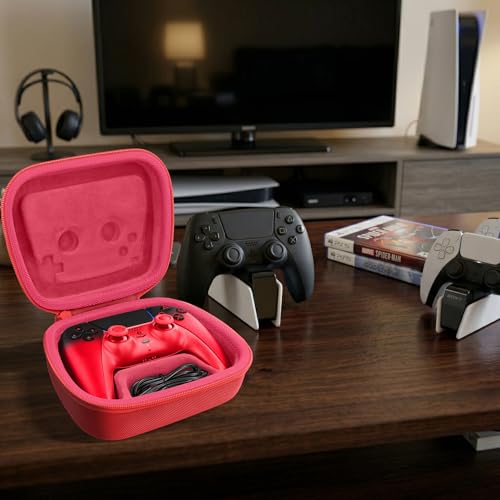 Baval Hard Case for Playstation 5 PS5 DualSense Wireless Controller | Protective Storage Box, Specifically Design for PS 5 Controller, Soft Velvet Lining, Customized Slots, Snug Fit, Red Case - color: Red Hard Case