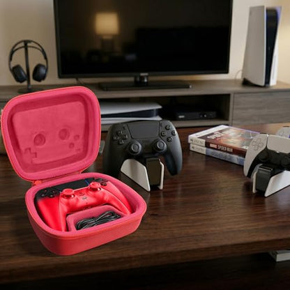 Baval Hard Case for Playstation 5 PS5 DualSense Wireless Controller | Protective Storage Box, Specifically Design for PS 5 Controller, Soft Velvet Lining, Customized Slots, Snug Fit, Red Case - color: Red Hard Case