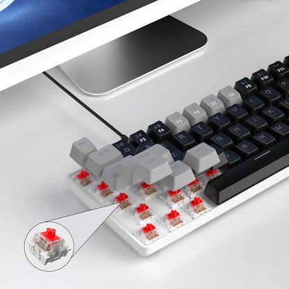 MageGee Portable 60% Mechanical Gaming Keyboard, MK-Box LED Backlit Compact 68 Keys Mini Wired Office Keyboard with Red Switch for Windows Laptop PC Mac - Black/Grey - color: Black/Red Switch