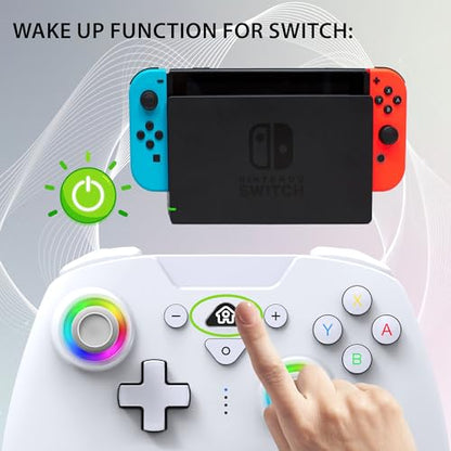 SUBSONIC Switch and Switch 2 Wireless Controller - LED Pro controller White | Pro Controller Gamepad for Nintendo Switch 2 and Nintendo Switch, Ergonomic, Programmable LED, Vibration Function, Gyroscope - color: White