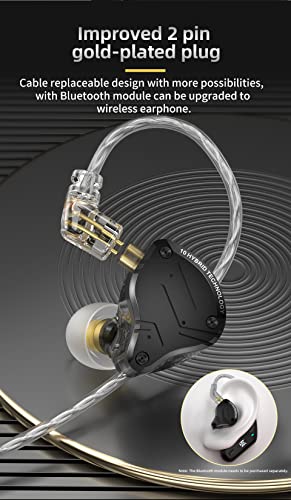 KZ ZS10 PRO X in Ear Monitor Headphones, Upgrade 4BA+1DD Hybrid Driver IEM Earphones, HiFi Metal Wired Gaming Earbuds, for Singers Bass Player Drummers Guitarist Musicians Dj (Without Mic,Black) - style: Without Mic