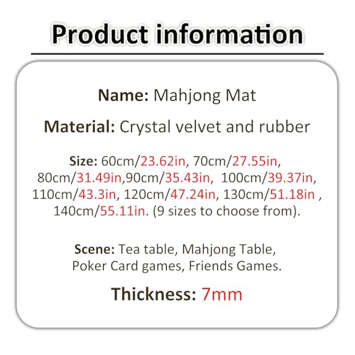Round Mahjong Mat Thickened and Non-Slip Mahjong Table Cover with Rubber Backing Home Play Mat for Poker, Card, Board, Tile Games(Green,100cm/39.37in) - color: Green, size: 100cm/39.37in