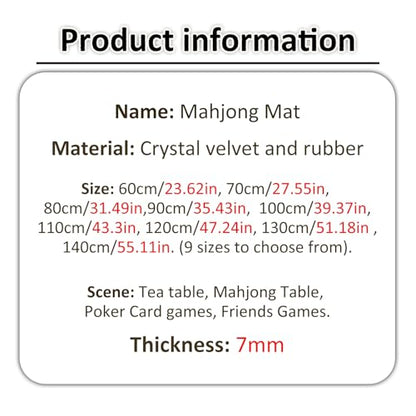 Round Mahjong Mat Thickened and Non-Slip Mahjong Table Cover with Rubber Backing Home Play Mat for Poker, Card, Board, Tile Games(Brown,70cm/27.55in) - color: Brown, size: 70cm/27.55in