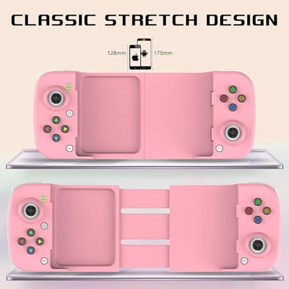 Megadream Mobile Game Controller Gamepad for iPhone iOS Android PC: Works with iPhone 17/16/15/14/13/12/11/X, iPad, Samsung Galaxy, TCL, Tablet, Call of Duty, Roblox - Directly Play (Pink) - color: Pink