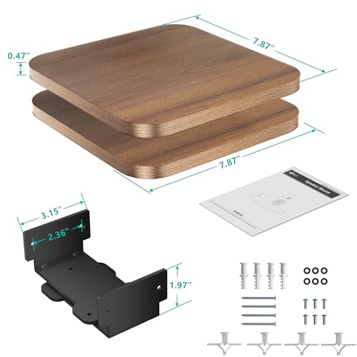 WALI Speaker Wall Mount, Heavy Duty Bookshelf Speaker Floating Wall Shelves, Surround Sound Speakers Stand for Living Room, Home Theater and Gaming Room, Holds up to 55 Lbs, (SWM302), 1 Pair, Wood - color: Wood, size: 7.87" x 7.87"