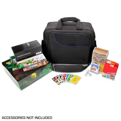 USA Gear Board Game Bag Fits Catan, Cards Against Humanity, Monopoly, Battleship, Sequence, Ticket to Ride & more - Board Game Storage Bag with Customizable Interior, Padded Shoulder Strap (Blue) - color: Blue