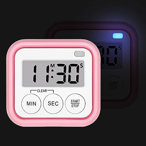 Timer, Kitchen Timers for Cooking Classroom Timer for Kids Teachers Magnetic Digital Timers 2 Pack, Pink - color: Pink
