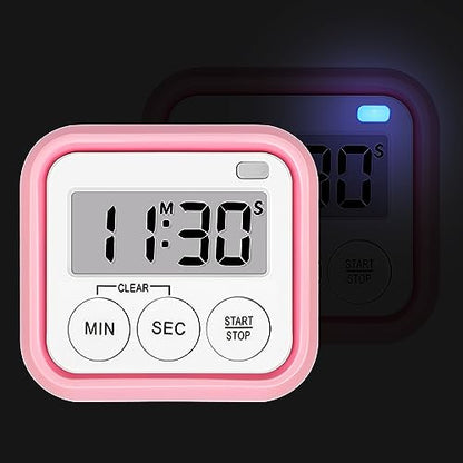 Timer, Kitchen Timers for Cooking Classroom Timer for Kids Teachers Magnetic Digital Timers 2 Pack, Pink - color: Pink