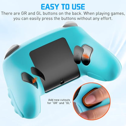 RHOTALL Silicone Cover Skin for Nintendo Switch 2 Pro Controller, Ergonomic Soft Anti-Slip Controller Grip Protector, Comfortable Case Design - Blue - color: blue
