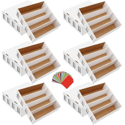 6 Pack Trading Card Storage Box 18800+ Count Cards Storage Box with 48 Card Divider White Sports Card Boxes Bulk Card Cases Cardboard Card Collection Trading Card Boxes for Basketball MTG TCG Cards - size: 6 Set-2
