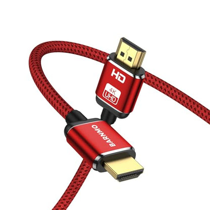 HDMI 2.0 4K Cable Red Nylon Cord, 18Gbps 4K@60Hz, 1m/3.3ft | HDR HDCP 2.2 ARC Dolby Vision, Ultra HD for PS5/Switch/xBox 4K TV, Laptop, PC Monitor, Blu-ray Player - size: 1 m/3.3 ft.