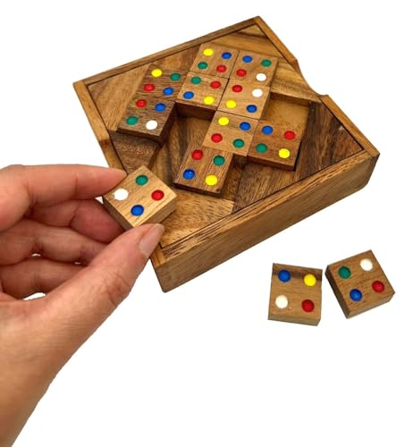 Color Match 12 Pieces Puzzle Fun Challenging Wooden IQ Brain Teaser Game - style: 12 Pieces Color Match