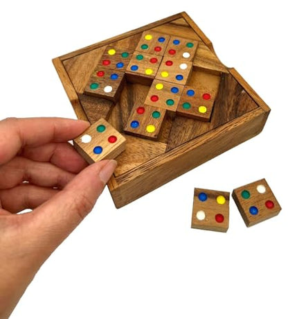 Color Match 12 Pieces Puzzle Fun Challenging Wooden IQ Brain Teaser Game - style: 12 Pieces Color Match