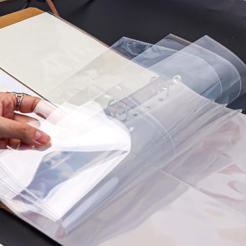 Mogoostry A4 Clear Sheet Protectors 2 Pocket Binder Sleeves 20 Sheets 11 Holes Side Open Photo Album Refill Page Protector - color: 2-pocket