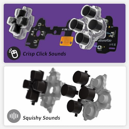 eXtremeRate Face Buttons Clicky Kit for PS5 Edge Controller, Custom Tactile Dpad Action Buttons for PS5 Edge Controller D-pad X Circle Square Triangle Keys Mouse Click Kit - Without Gamepad