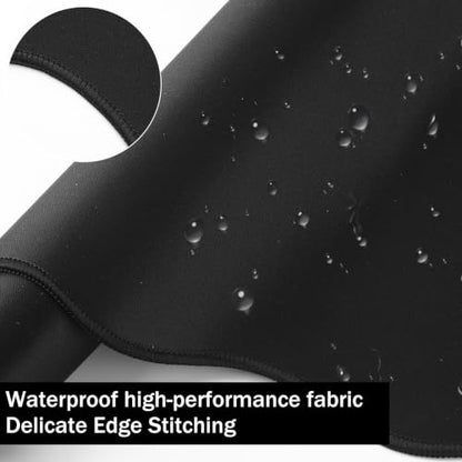 Sabary Scalloped Desk Mat Keyboard Mouse Pad Set 35.5 x 15.7 Inch Black Cute Aesthetic Preppy Table Mat Keyboard Wrist Rest Mouse Pad with Wrist Rest Coaster Ergonomic Non-Slip Waterproof Gaming Desk - color: Black, size: 35.5 x 15.7 Inch