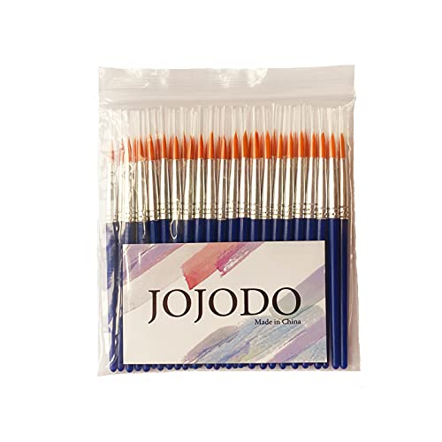 60 Pcs Pointed Round Brushes Set, Small Brush for Classroom Starter/Kids/Students,Short Plastic Handle Nylon Hair Detail PaintBrushes for Art Class Painting/Acrylic Oil Watercolor