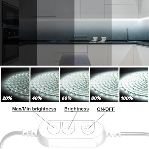 dalattin Dimmable White LED Strip Lights,576 LEDs/m Addressable High Density Flexible with Remote & App Control, 50ft LED Lights for Living Room, Bedroom, Kitchen Lighting - size: 50FT