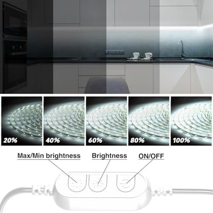 dalattin Dimmable White LED Strip Lights,576 LEDs/m Addressable High Density Flexible with Remote & App Control, 50ft LED Lights for Living Room, Bedroom, Kitchen Lighting - size: 50FT