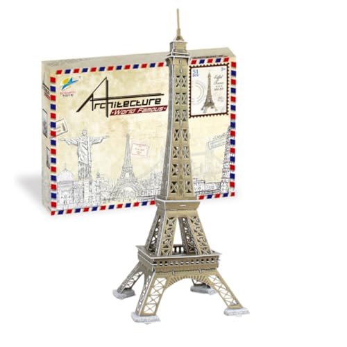 Architecture World Famous of 3D Puzzle.Build Your Own Collection of 17 Global Landmarks (Notre Dame, Colosseum) - Educational DIY Model Kit for Kids & Adults. (Eiffel Tower) - color: Eiffel Tower
