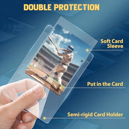 100ct Semi-Rigid Card Holder and 100ct Penny Sleeves, Grading Card Sleeves with 1/2" Lip, Card Submission Kit for PSA BGS SGC, Trading Card Protectors for Grading Sending Collection Storage - size: 100pcs+100pcs