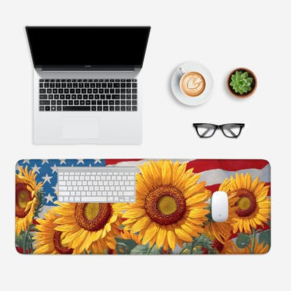 Mouse Pad, Large Anti-Slip with Stitched Edges Desk Mat Desktop Laptop Computer Desk Keyboard Mat,Table Protector Blotter Mat (Sunflower, 31.5" x 11.8") - color: Sunflower, size: 31.5" x 11.8"