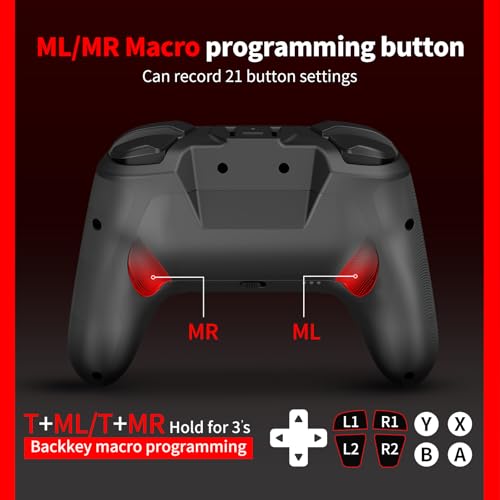 NBCP X6 Wireless Bluetooth Pro Controller Compatible with Nintendo Switch/Switch OLED/Switch Lite/Switch 2, PC, Android, iOS - 6-Axis Gyro, Dual 4-Level Vibration, Anti-Drift Joysticks, Turbo,2 Programmable Buttons,Wake-Up,Screenshot - color: Black-1 pack