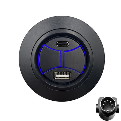 2 Button 5 Pin Round Hand Control Handset with USB Type A C Port and Backlight for Power Recliner Lift Chairs