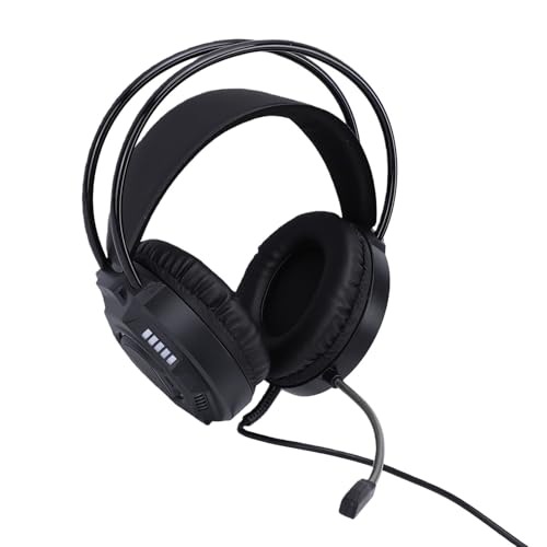 Wired Gaming Headset, 7.1 Surround Sound RGB Over Ear Headphones with Noise Cancelling Mic, 50mm Driver, Memory Foam Earpads for PC, Switch (Black) - color: Black