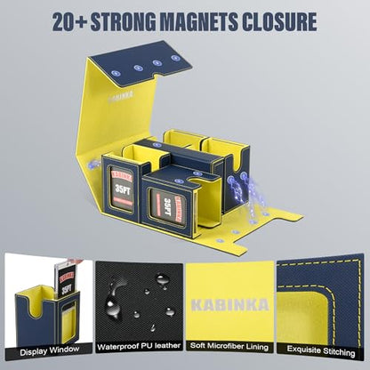 Kabinka Card Deck Box for MTG Commander, Holds 400+ Double-Sleeved Cards, 5 IN 1 Detachable Card Case with Dice Tray, Fits Magic/TCG Cards, 4 Magnetic Card Holders & Dividers (Blue Yellow) - color: Blue Yellow