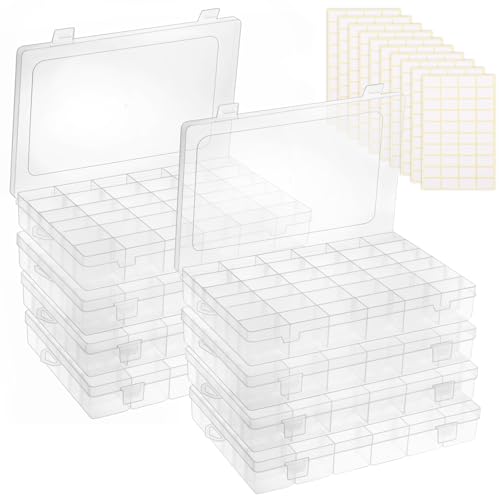 Bead Organizer Storage 8 Pack 36 Grid Jewelry Tackle Craft Box Adjustable - color: 8 Pack