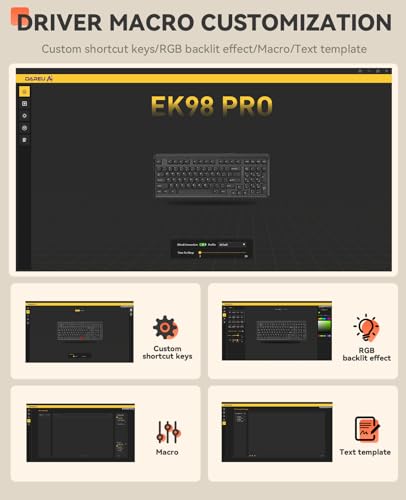 DAREU EK98pro Wireless Mechanical Keyboard,Tri-Mode BT/2.4GHz/USB-C Creamy Gaming Keyboard with Number Pad,Pre-lubed Linear Switches,Gasket Structure,Hot Swappable Custom,RGB Backlit for Win/Mac - color: Retro Beige