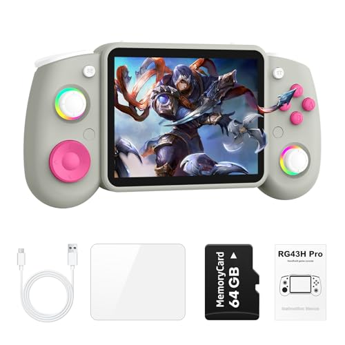 RG43H PRO Retro Handheld Game Console,4.3 Inch IPS Screen, RK3562 Quad-Core CPU,Portable Dual System,WiFi Networked Fighting HDMI TV Output,4000mAh Battery,Game Console with 64GB TF Card, Apricot - color: Apricot