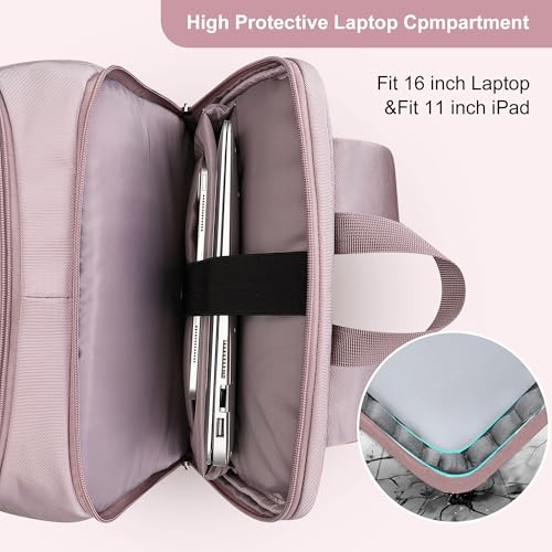PIJUSHI Casual Travel Backpack for Women with 16" Padded Laptop Compartment | Carry On Luggage with USB Charging Port, 1680D Water-Resistant Nylon, Airline Approved, For Daily, Hiking - color: Ashen Purple