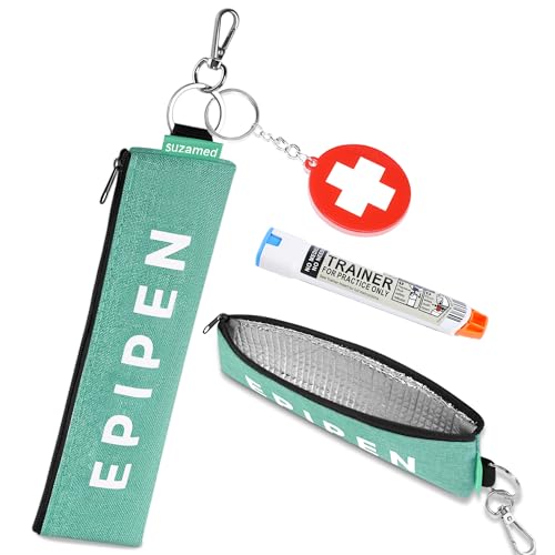 Portable EpiPen Carry Case, Insulated Emergency Medical Bag Maintain Med effectiveness, Fits 1 EpiPen, Asthma Inhaler, Auvi-Q, Allergy Medication, Travel EpiPen Holder for Adults or Kids (Green) - color: Green
