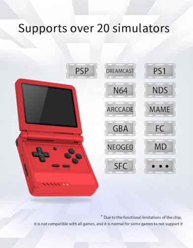 Powkiddy V90S Retro Handheld, 10,000+ Games, 3.5" IPS, Dual TF & Foldable | Open-source Linux, 4-core CPU & 6h battery. Mil-grade hinge (20k flips). Dual TF slots support 512GB for endless retro games - style: Gray
