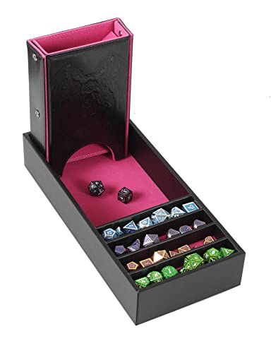 Forged Dice Co. Citadel Dice Tray and Dice Tower - 3 in 1 D&D Dice Box, Storage and Removable Tower - Perfect for RPG and Tabletop Games - color: Pink